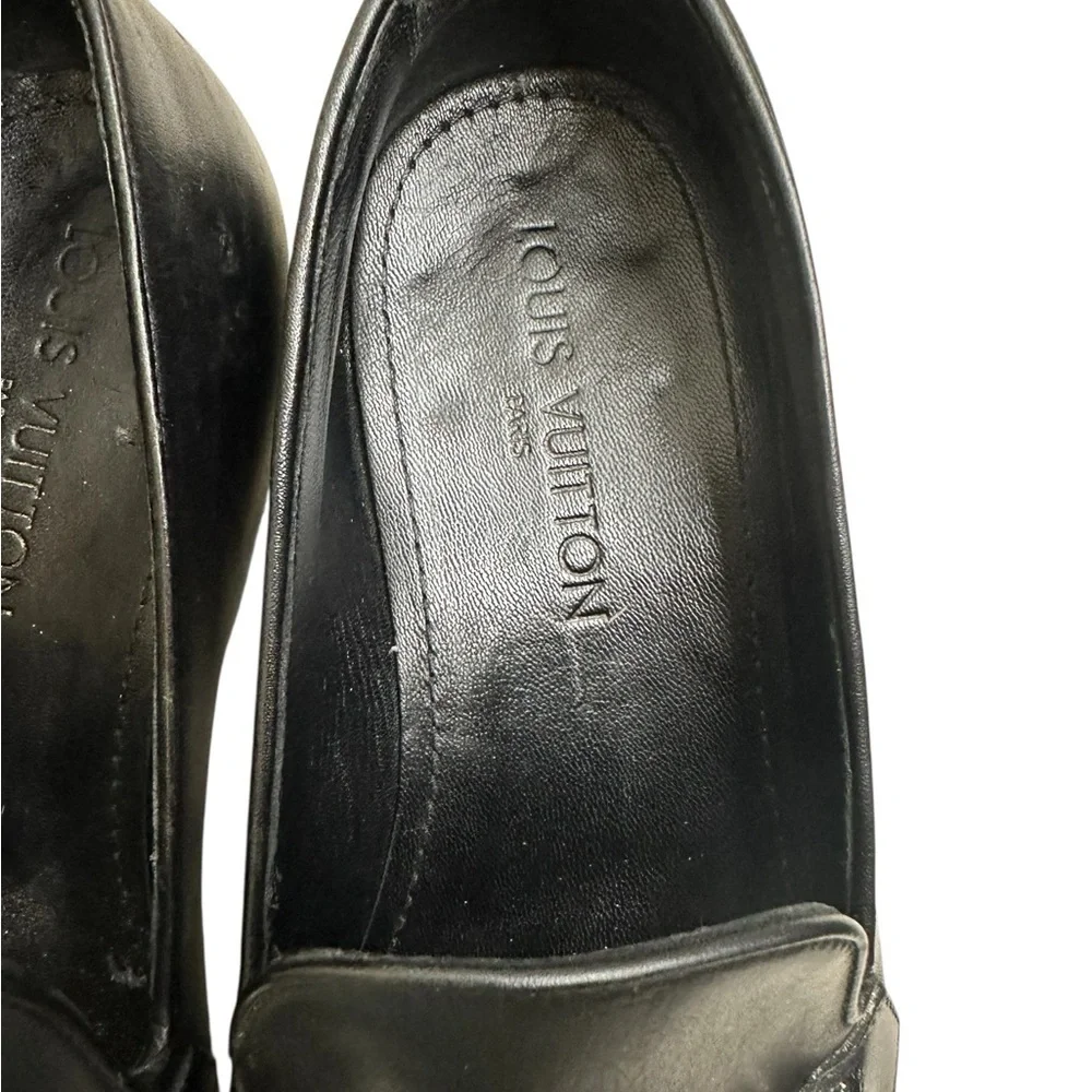 Louis Vuitton Black Leather Slip-On Loafers